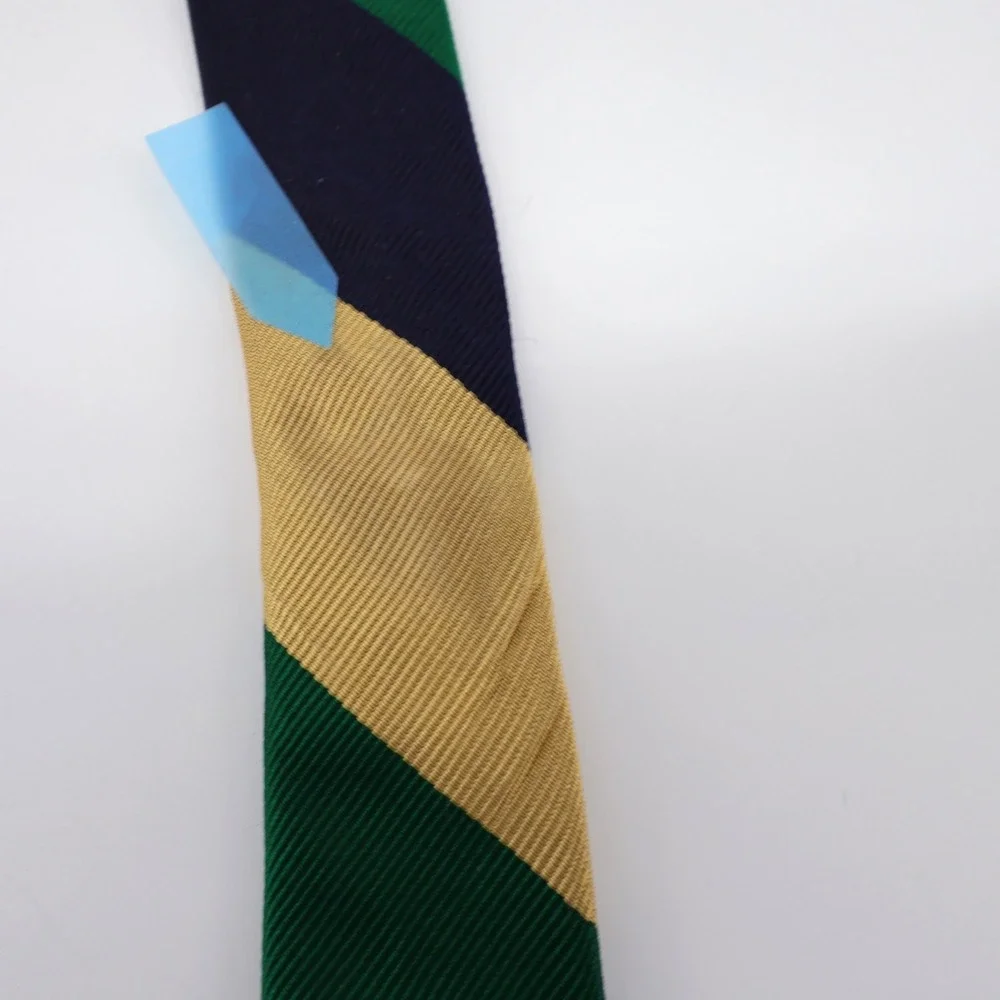 Robert Talbott Striped Silk Necktie Green‎ Blue Gold Mens Tie - Flaw